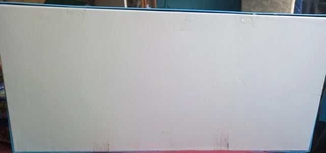 Whiteboard with blue border and red stripe at the bottom