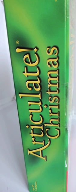 Green box of Articulate Christmas with gold text on a white background