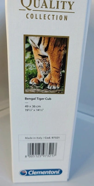 Clementoni packaging for a Bengal Tiger Cub with a tiger cub image and product details.