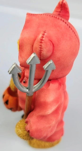 Cherished Teddies Trevor Devil Figurine resembling a devil with a trident on a white background