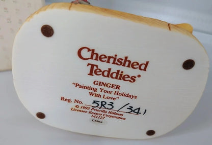 Cherished Teddies gingerbread cookie ornament with brand name and product details.