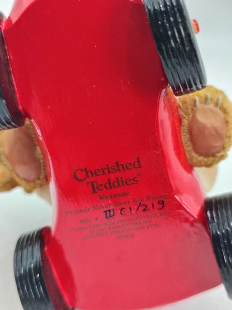 Red toy truck with 'Cherished Teddies' branding on a white background