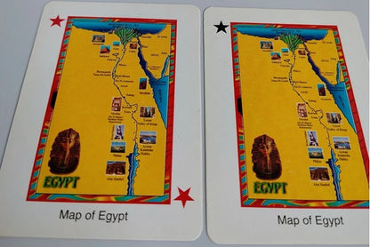 playing cards depicting map of egypt