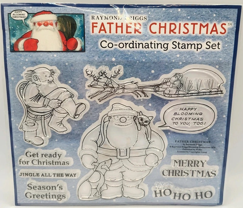 Raymond Briggs Father Christmas Coordinating Stamp Set.
