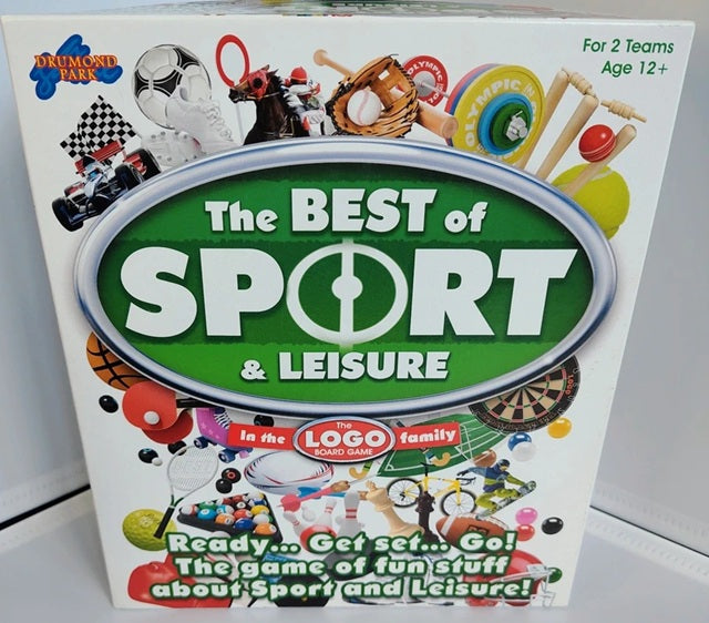 Box of 'The Best of Sport & Leisure' board game with various sports equipment illustrations.