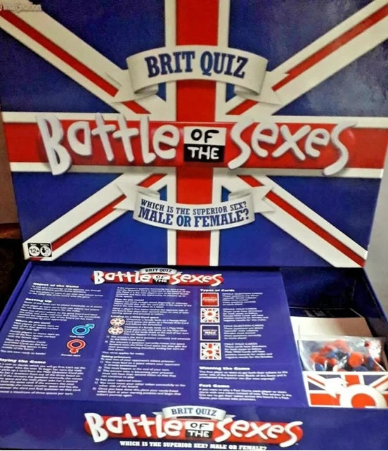 Board game box titled 'Battle of the Sexes' with British flag design