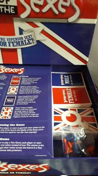 Sexes game box with British flag design and packaging elements.