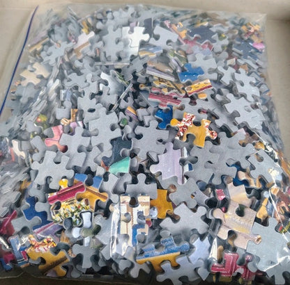 bagged jigsaw puzzle pieces.