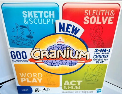 Cranium game box with colorful design and text on a white background