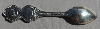 Silver spoon on a gray background