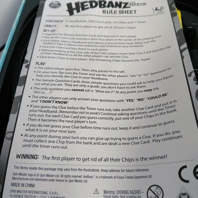 Hedbanz for adults rules of play.