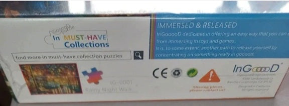 Box of Ingooood puzzle collection with branding and product details.