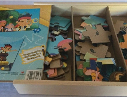 Children's puzzle with cartoon characters in a box