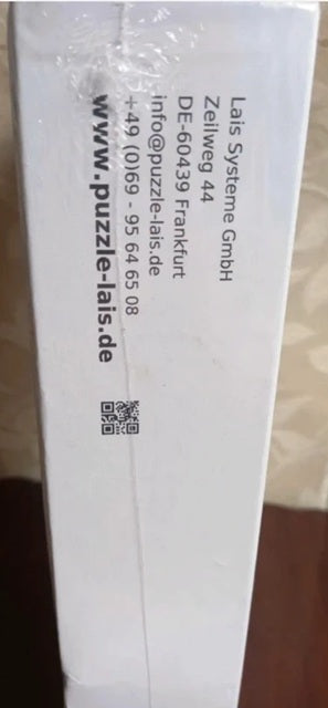 Product packaging with text and a QR code on a white background