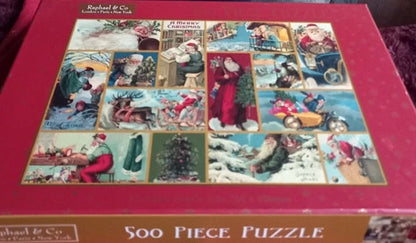 Puzzle box with vintage-style illustrations and '500 Piece Puzzle' text.