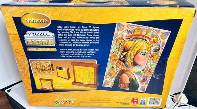 Nefertiti puzzle box with Egyptian-themed artwork on a white background