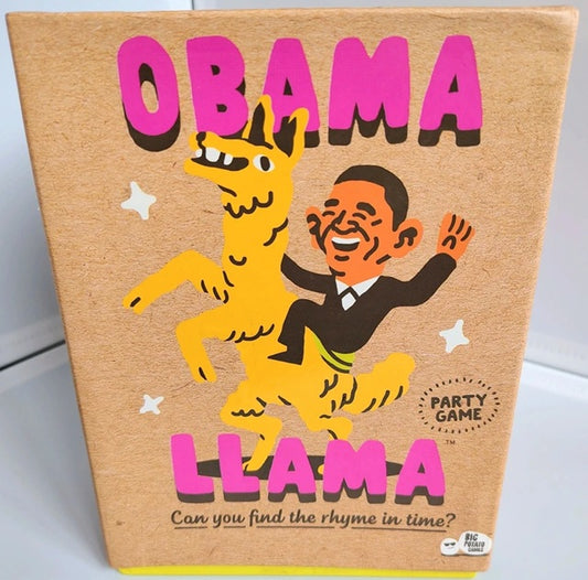 Obama Llama game with illustration of a person riding a llama and the text 'Obama Llama' on a beige background.