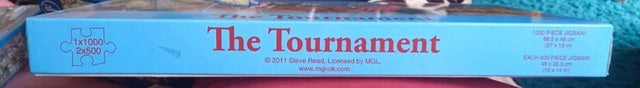 Board game box titled 'The Tournament' with a blue and white design.