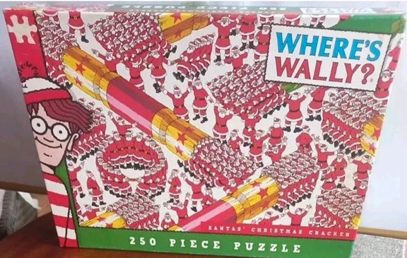 Where's Wally puzzle box with colorful design and text