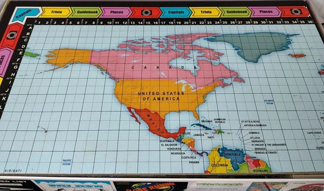 Map of North America on a grid with colorful borders