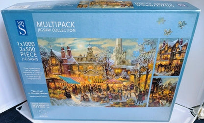 WJ S Multipack Jigsaw Collection packaging with winter market scene